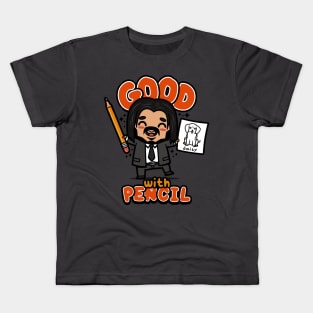 Funny Kawaii Keanu Cute Baba Yaga Assassin Funny Pencil Meme Kids T-Shirt